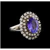 Image 1 : 14KT White Gold 4.34 ctw Tanzanite and Diamond Ring