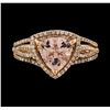 Image 2 : 1.53 ctw Morganite and Diamond Ring - 14KT Rose Gold