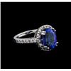 Image 1 : 5.60 ctw Tanzanite and Diamond Ring - 14KT White Gold