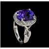 Image 4 : 7.25 ctw Tanzanite and Diamond Ring - 14KT White Gold