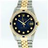 Image 1 : Rolex Two-Tone Diamond Blue Vignette and Sapphire DateJust Men's Watch