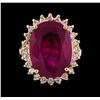 Image 2 : 12.95 ctw Ruby and Diamond Ring - 14KT Rose Gold