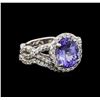 14KT White Gold 2.37 ctw Tanzanite and Diamond Ring and Guard