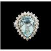 Image 2 : 5.65 ctw Aquamarine and Diamond Ring - 14KT White Gold