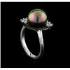 Image 4 : Pearl and Diamond Ring - 14KT White Gold