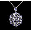 14KT White Gold 18.08 ctw Tanzanite and Diamond Pendant With Chain