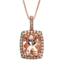 1.98 ctw Morganite and Diamond Pendant - 10KT Rose Gold