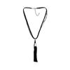 Silk Tassel Leather Necklace - Rhodium Plated