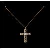0.55 ctw Diamond Cross Pendant with Chain - 18KT Rose and White Gold