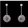1.21 ctw Tanzanite And Diamond Earrings - 14KT White Gold