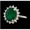Image 1 : 4.77 ctw Emerald and Diamond Ring - 14KT White Gold