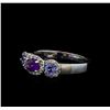Image 1 : 0.59 ctw Amethyst, Tanzanite, and Diamond Ring - 14KT White Gold
