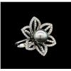 Pearl and Diamond Ring - 14KT White Gold