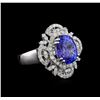 4.07 ctw Tanzanite and Diamond Ring - 14KT White Gold