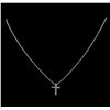 Image 2 : 0.31 ctw Diamond Cross Pendant With Chain - 14KT White Gold