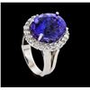 Image 4 : GIA Cert 13.23 ctw Tanzanite and Diamond Ring - 14KT White Gold