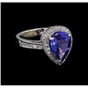 Image 1 : 3.56 ctw Tanzanite and Diamond Ring - 14KT White Gold