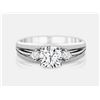 Cubic Zirconia and Diamond Ring - 14KT White Gold