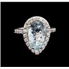 Image 2 : 5.58 ctw Aquamarine and Diamond Ring - 14KT White Gold