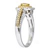 Image 2 : 0.77 ctw Yellow and White Diamond Ring - 18KT White and Yellow Gold