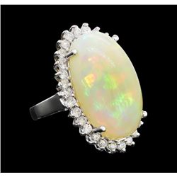 15.46 ctw Opal and Diamond Ring - 14KT White Gold