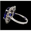 Image 3 : 7.60 ctw Tanzanite and Diamond Ring - 14KT White Gold