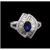 Image 2 : 14KT White Gold 1.01 ctw Sapphire and Diamond Ring
