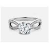 Cubic Zirconia and Diamond Ring - 14KT White Gold