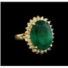 Image 1 : 14KT Yellow Gold 9.11 ctw Emerald and Diamond Ring