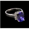 3.54 ctw Tanzanite and Diamond Ring - 14KT White Gold