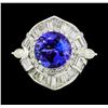 Image 2 : 6.55 ctw Tanzanite And Diamond Ring - 18KT White Gold