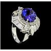 Image 4 : 6.55 ctw Tanzanite And Diamond Ring - 18KT White Gold