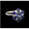 Image 1 : 14KT White Gold 1.37 ctw Tanzanite, Sapphire and Diamond Ring