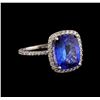 5.30 ctw Tanzanite and Diamond Ring - 14KT White Gold
