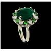 Image 6 : 3.12 ctw Emerald, Tsavorite and Diamond Ring - 14KT White Gold