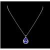 12.98 ctw Tanzanite and Diamond Pendant With Chain - 14KT White Gold