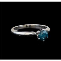 14KT White Gold 0.68 ctw Round Cut Fancy Blue Diamond Solitaire Ring