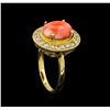 Image 4 : 14KT Yellow Gold 3.16 ctw Coral and Diamond Ring