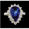 Image 2 : 4.40 ctw Tanzanite and Diamond Ring - 14KT White Gold