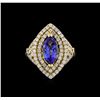 Image 2 : 14KT Yellow Gold 2.45 ctw Tanzanite and Diamond Ring