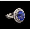 Image 1 : 5.02 ctw Tanzanite and Diamond Ring - 14KT White Gold