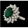 4.04 ctw Emerald and Diamond Ring - 14KT White Gold
