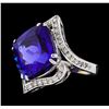 GIA Cert 23.29 ctw Tanzanite and Diamond Ring - 14KT White Gold