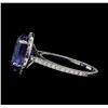 Image 3 : 3.90 ctw Tanzanite and Diamond Ring - 14KT White Gold