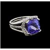 Image 1 : 7.71 ctw Tanzanite and Diamond Ring - 14KT White Gold