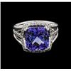 Image 2 : 7.71 ctw Tanzanite and Diamond Ring - 14KT White Gold