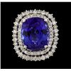 Image 2 : 18.03 ctw Tanzanite and Diamond Ring - 14KT White Gold