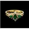 Image 2 : 0.48 ctw Emerald and Diamond Ring - 14KT Yellow Gold