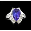 Image 2 : 14KT White Gold 4.58 ctw Tanzanite and Diamond Ring