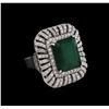 Image 1 : 14KT White Gold 12.25 ctw Emerald and Diamond Ring